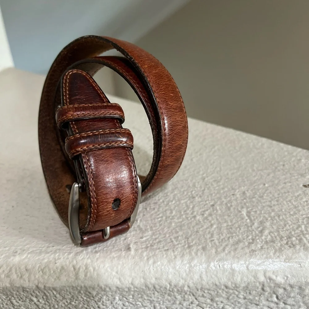 Fossil brown distressed Leather Belt Mens Medium l Work Rugged Utility IGrunge